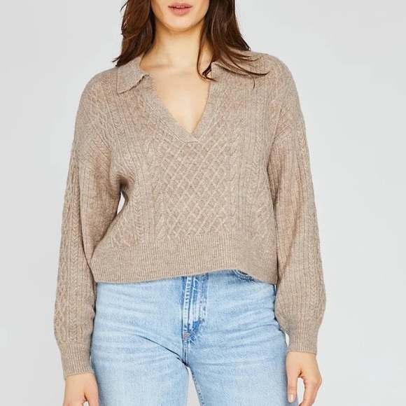 Gentle Fawn Napa Collared Sweater Heather Taupe Size XS - Picture 1 of 6
